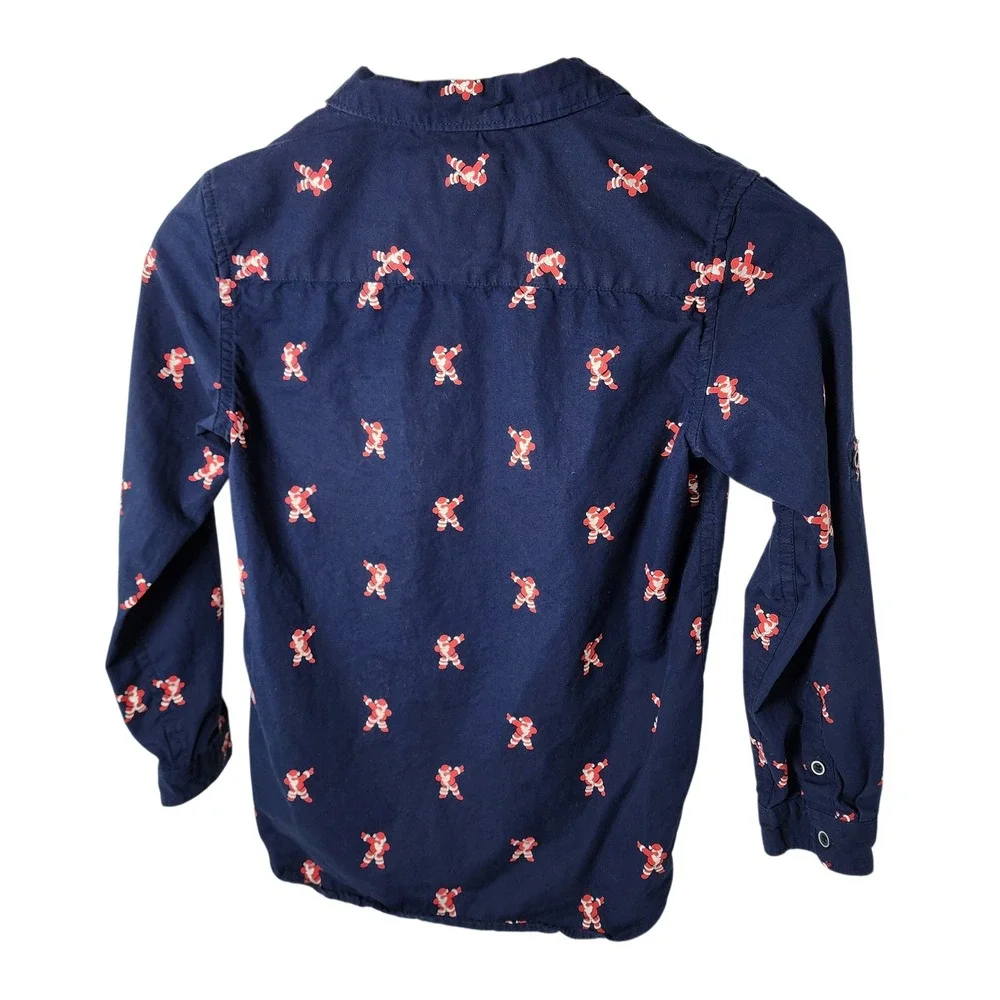 Denim & Flower Ricky Singh Boy Long Sleeve Shirt Christmas Santa Print Size 9 10